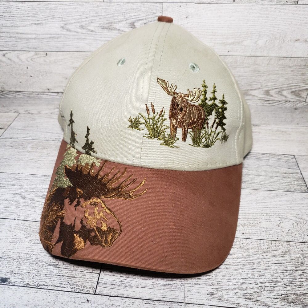 Northern MOOSE Polar Graphics Embroidered Hat Cap Adjustable Brown & Khaki